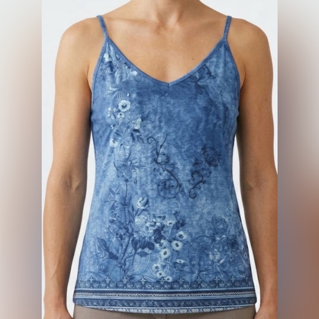 Zeagoo Blue Floral V-Neck Camisole Tank